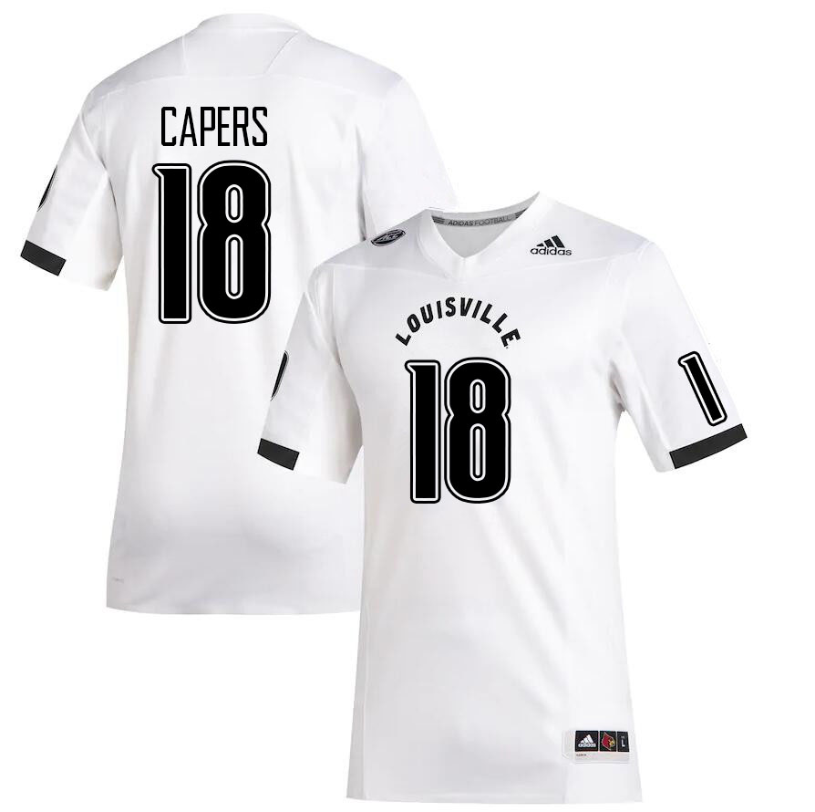 Men #18 T.J. Capers Louisville Cardinals College Football Jerseys Stitched Sale-White - Click Image to Close